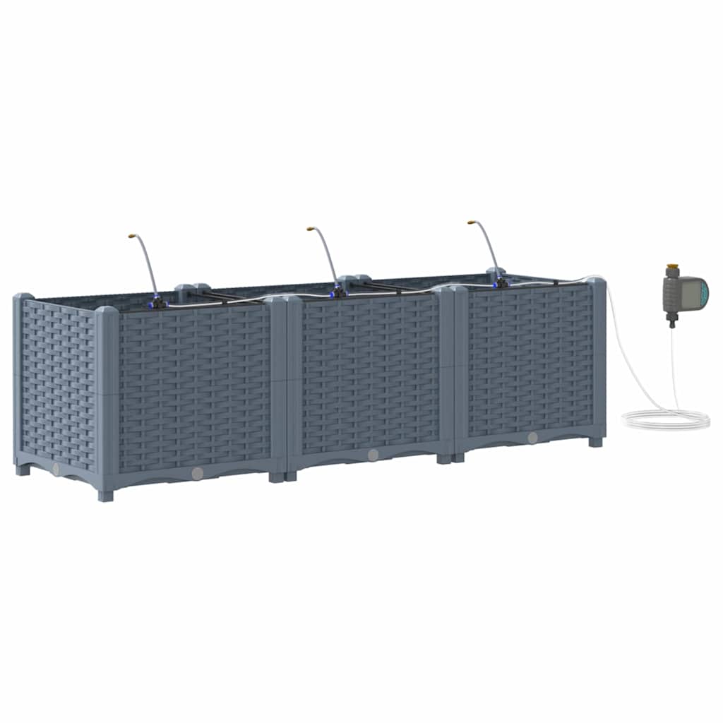 Vrtna saksija 3 pcs Svijetlo siva 120 x 40 x 37,5 cm Plastika