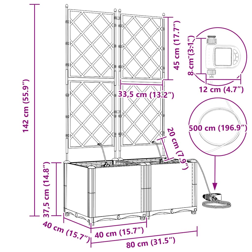 Vrtna saksija 2 pcs Svijetlo siva 80 x 40 x 142 cm Plastika