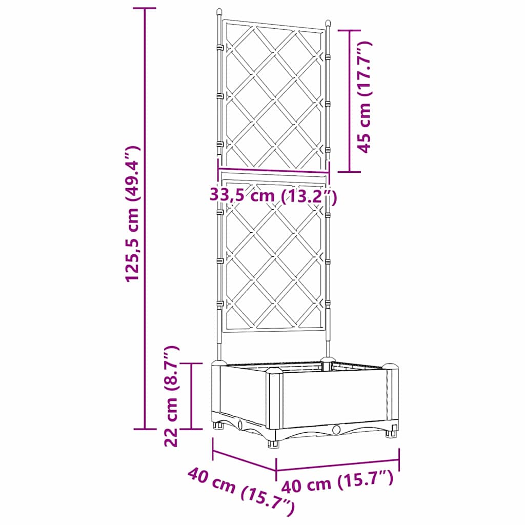 Vrtna saksija Bijeli 40 x 40 x 125,5 cm Plastika