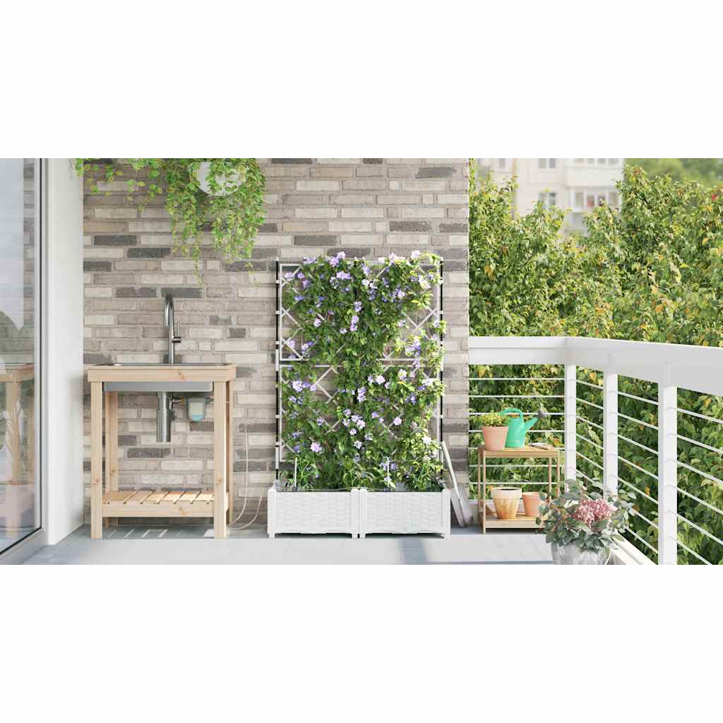 Vrtna saksija 2 pcs Bijeli 80 x 40 x 126 cm Plastika