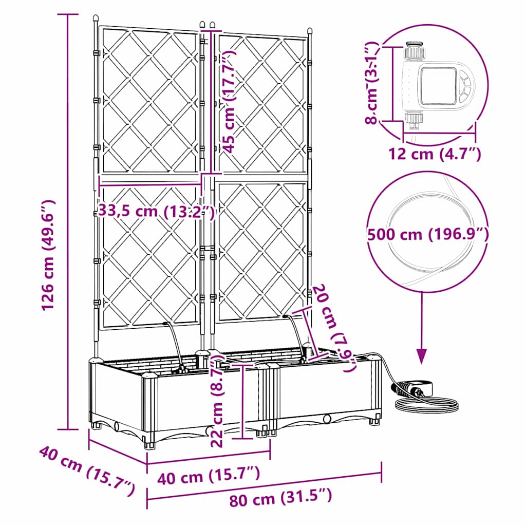 Vrtna saksija 2 pcs Bijeli 80 x 40 x 126 cm Plastika