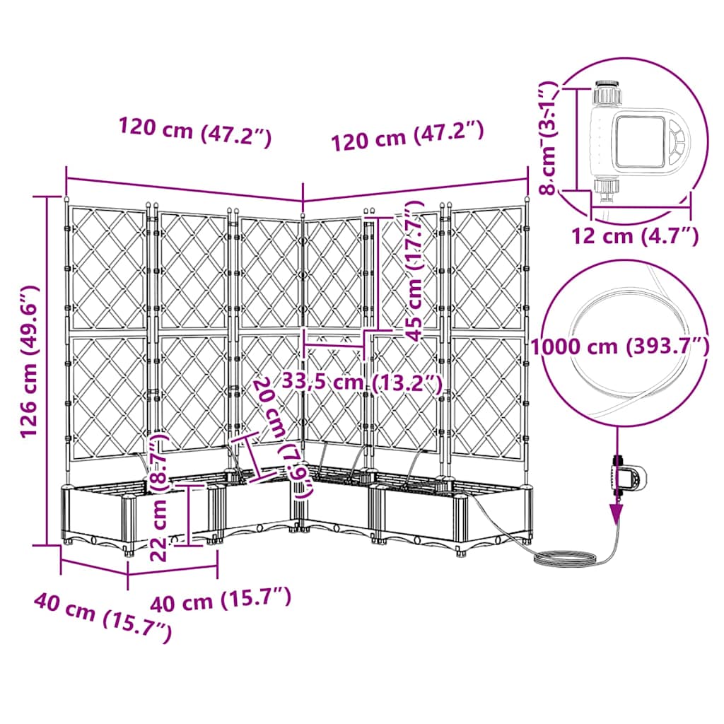 Vrtna saksija 5 pcs Bijeli 120 x 120 x 126 cm Plastika