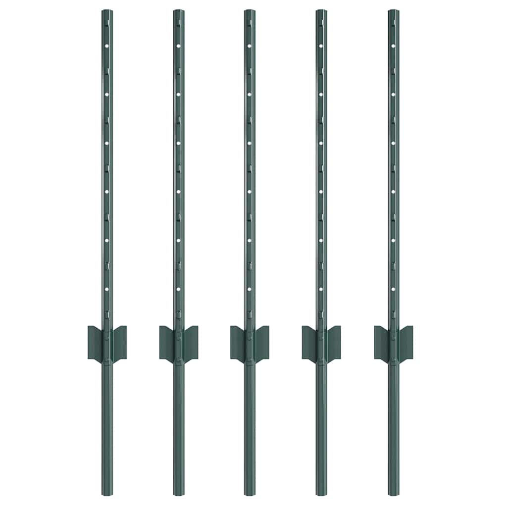 Stup za ogradu 5 pcs Zelena 100 cm Čelik