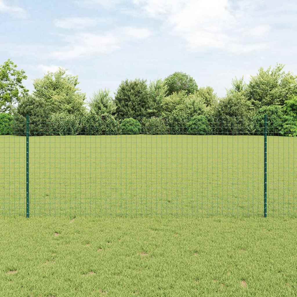 Ugrađeni stup za ogradu 11 pcs Zelena 140 cm
