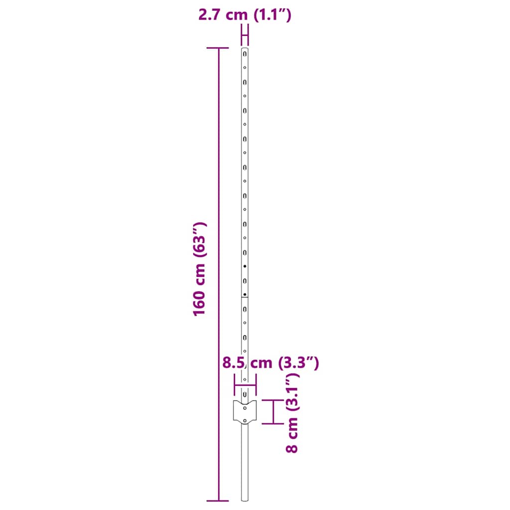 Stup za ogradu 5 pcs Zelena 120 cm Čelik