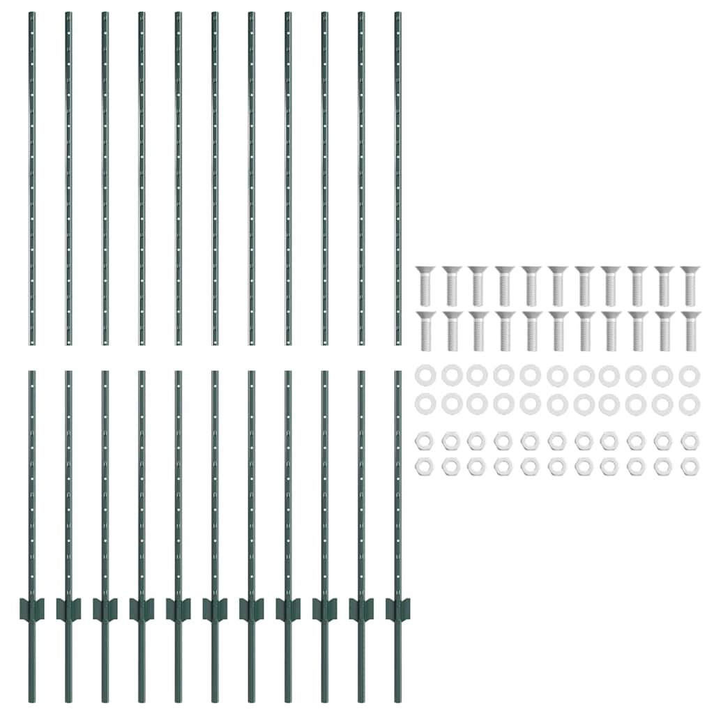 Stup za ogradu 11 pcs Zelena 160 cm Čelik