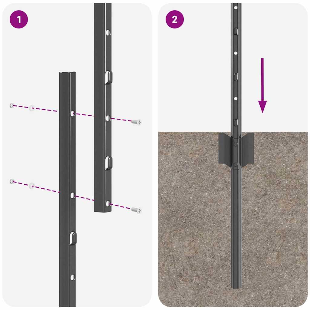 Stup za ogradu 11 pcs Siva 140 cm Čelik
