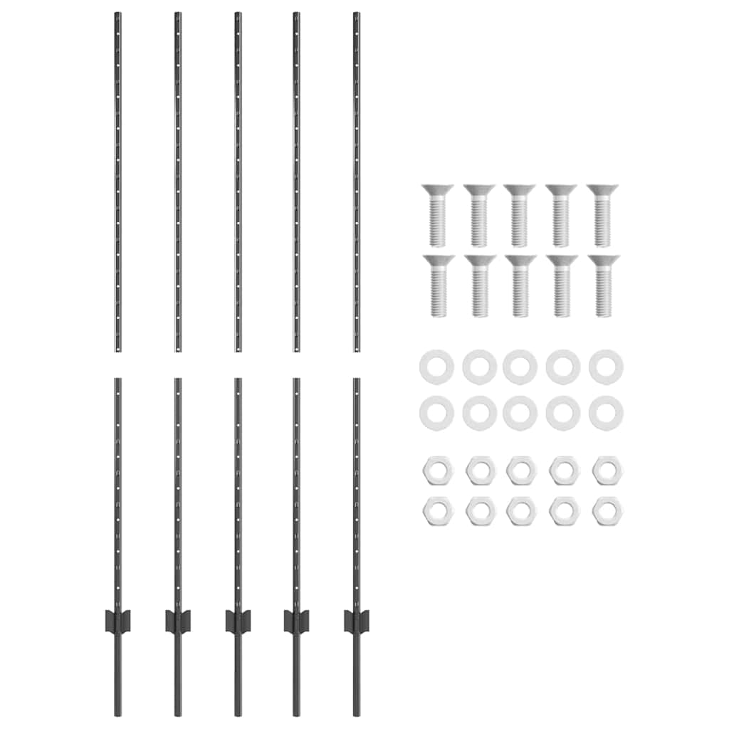 Stup za ogradu 5 pcs Siva 160 cm Čelik
