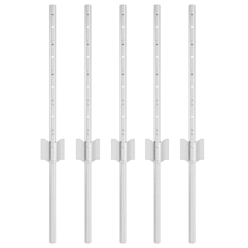 Stup za ogradu 5 pcs Srebrno 40 cm Čelik