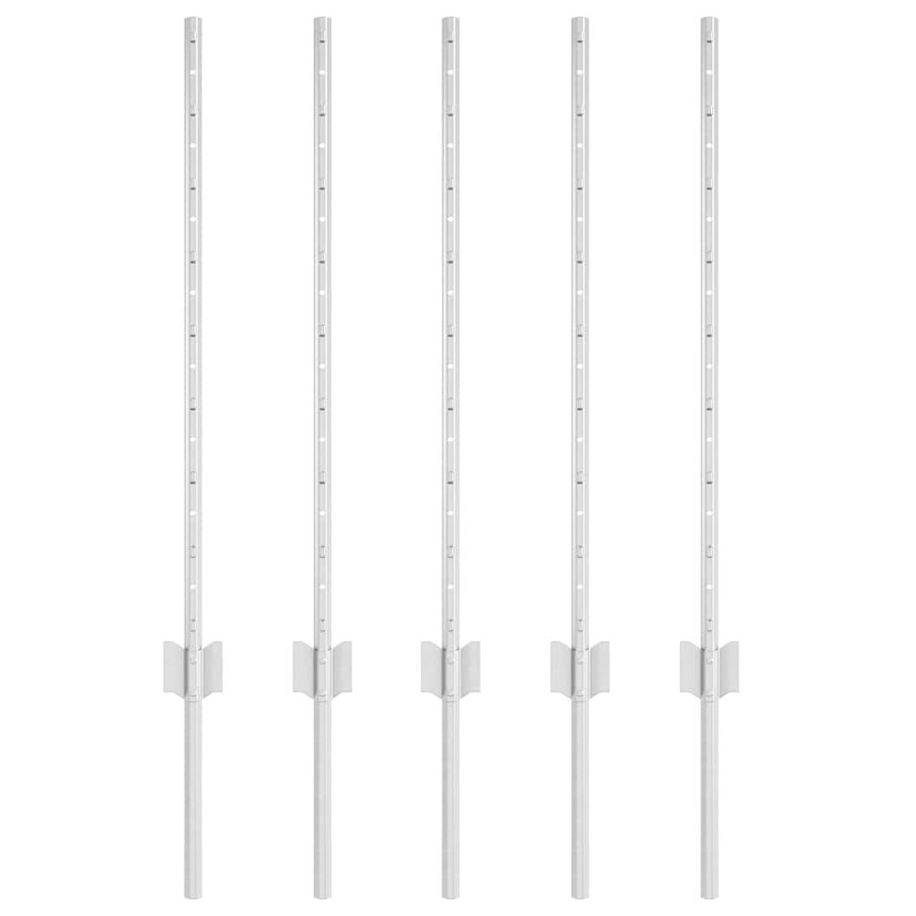 Stup za ogradu 5 pcs Srebrno 80 cm Čelik