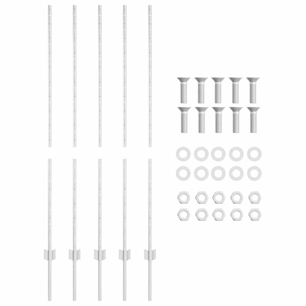 Stup za ogradu 5 pcs Srebrno 140 cm Čelik