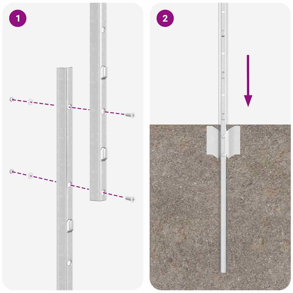 Stup za ogradu 11 pcs Srebrno 150 cm Čelik