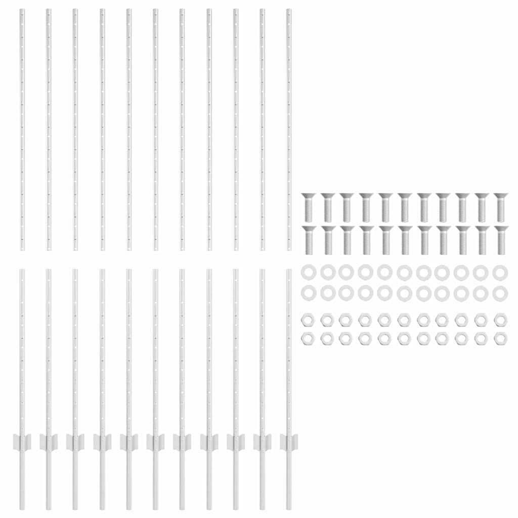 Stup za ogradu 11 pcs Srebrno 160 cm Čelik