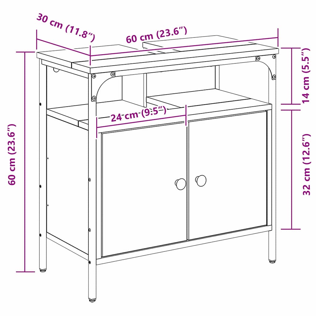 Kupaonski ormar s vratima Bež 60 x 30 x 60 cm Konstruirano drvo
