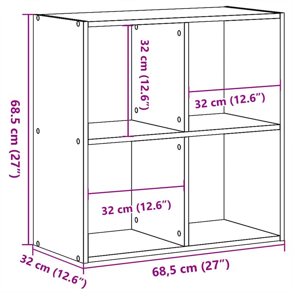 Police za knjige Crni hrast 68.5 x 32 x 68.5 cm