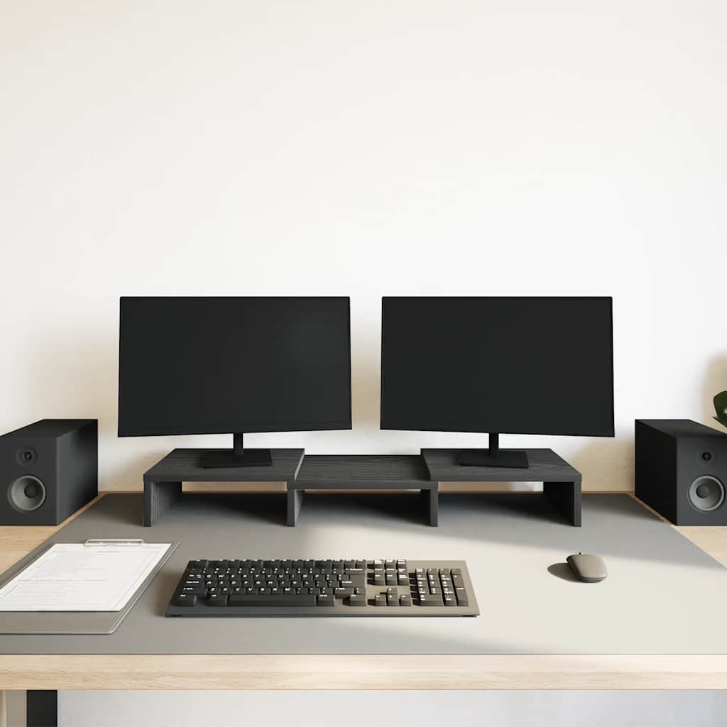 Podesivi stalak za monitor crni hrast 60x24x10,5 cm inženjerski drvo