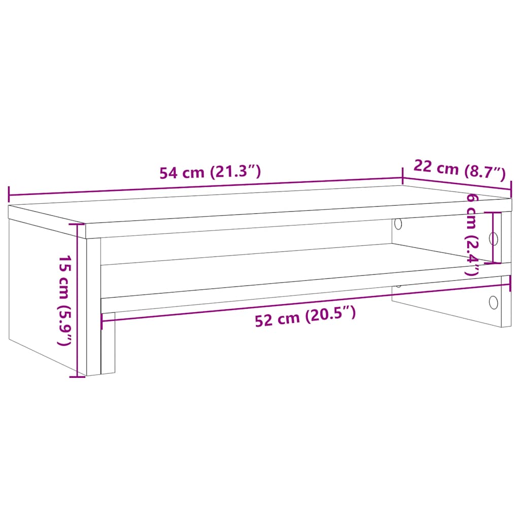 Stalak za monitor Crni hrast 54x22x15 cm Konstruirano drvo