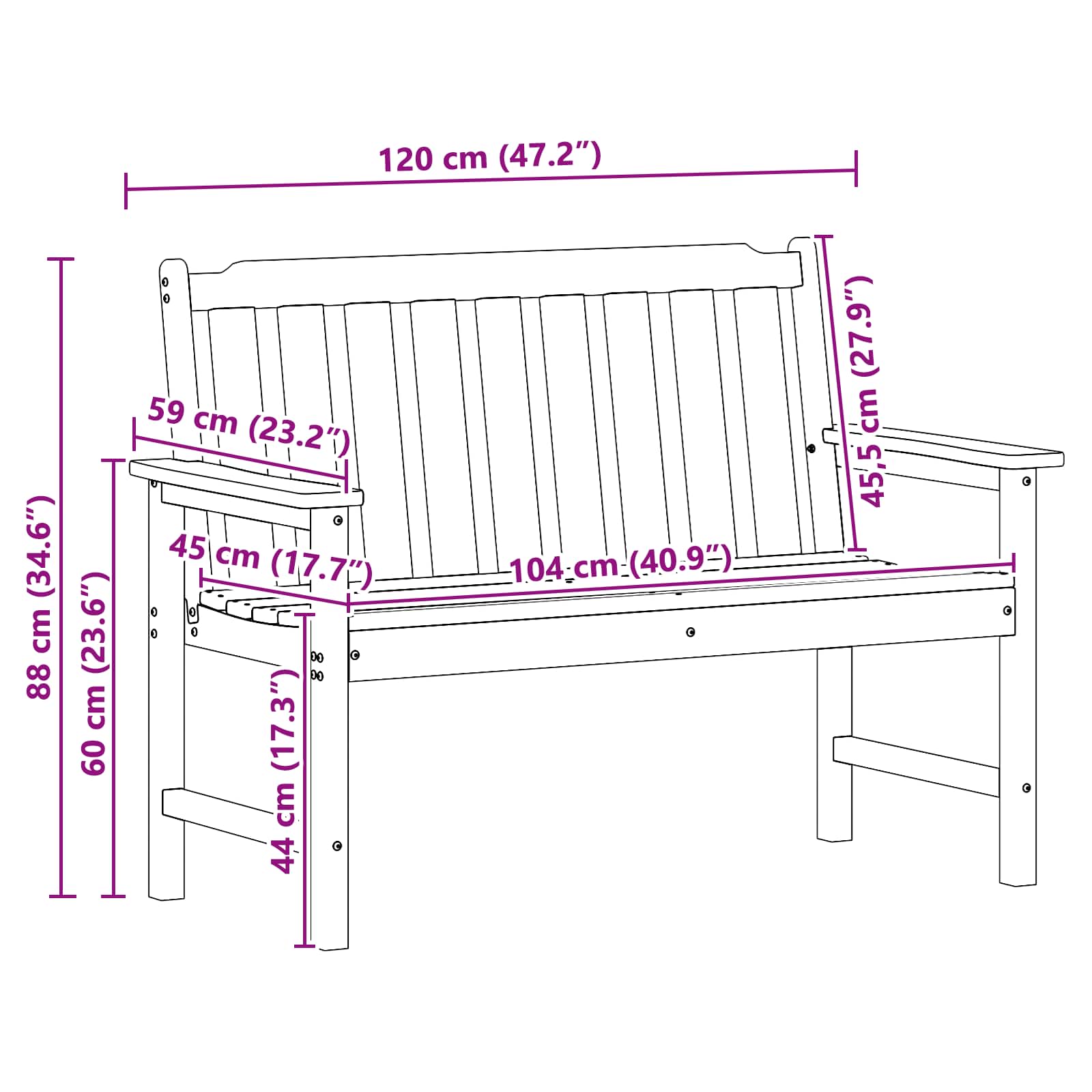 Vrtna klupa Svijetlo siva 120 x 59 x 88 cm HDPE