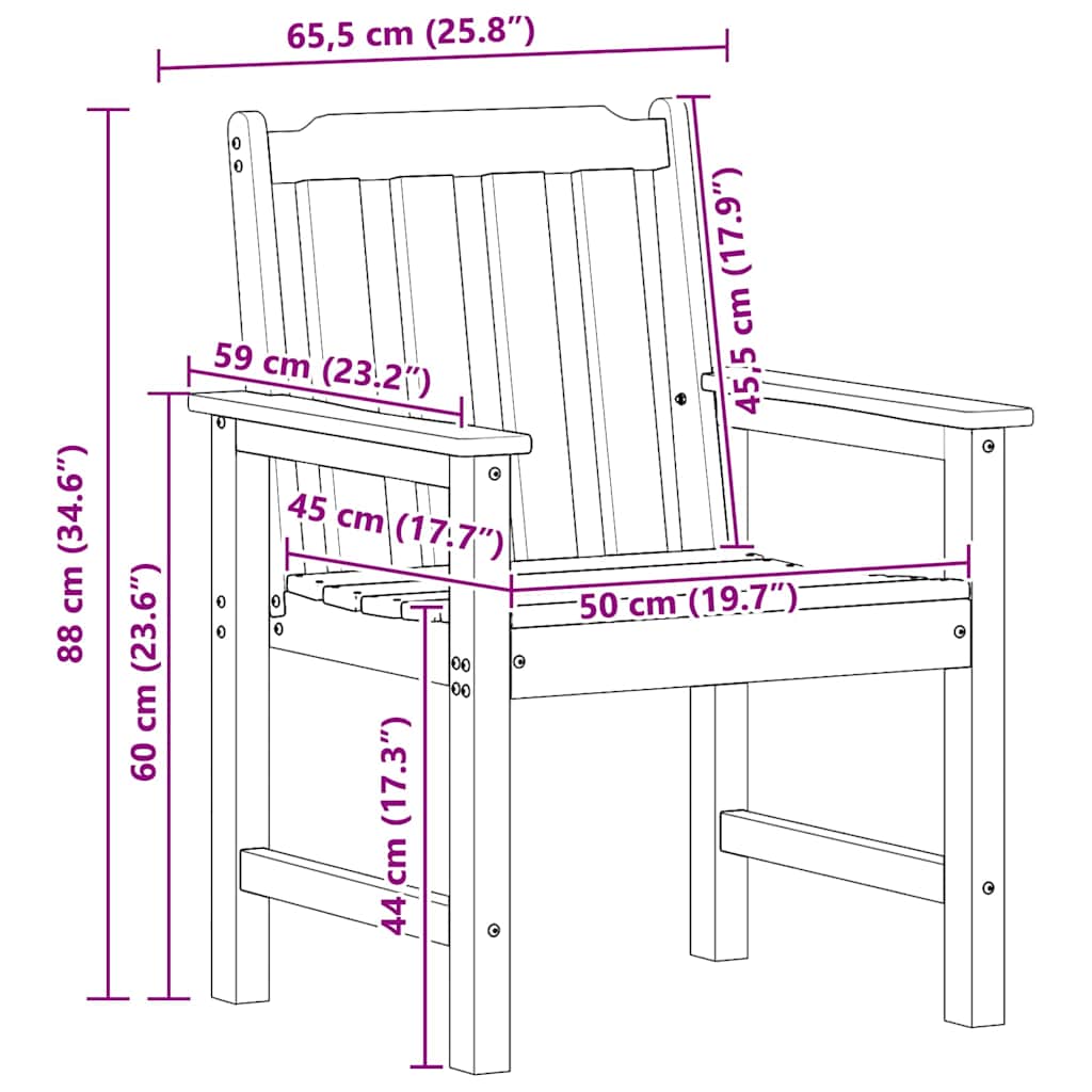 Vrtna blagovaonska stolica 2 pcs Bijelo 65,5 x 59 x 88 cm HDPE