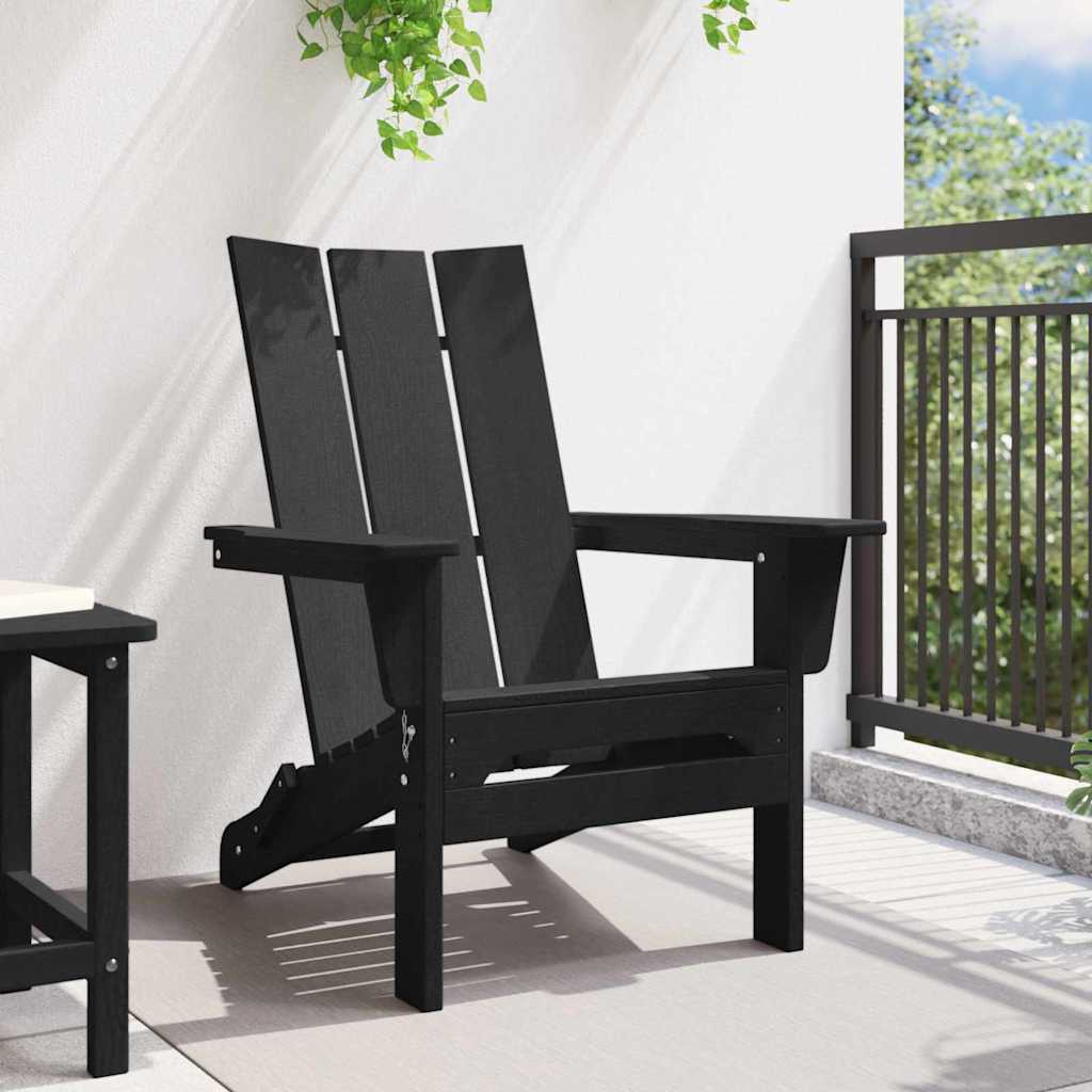 Sklopiva Adirondack stolica Crna 80,5 x 74,5 x 92 cm HDPE