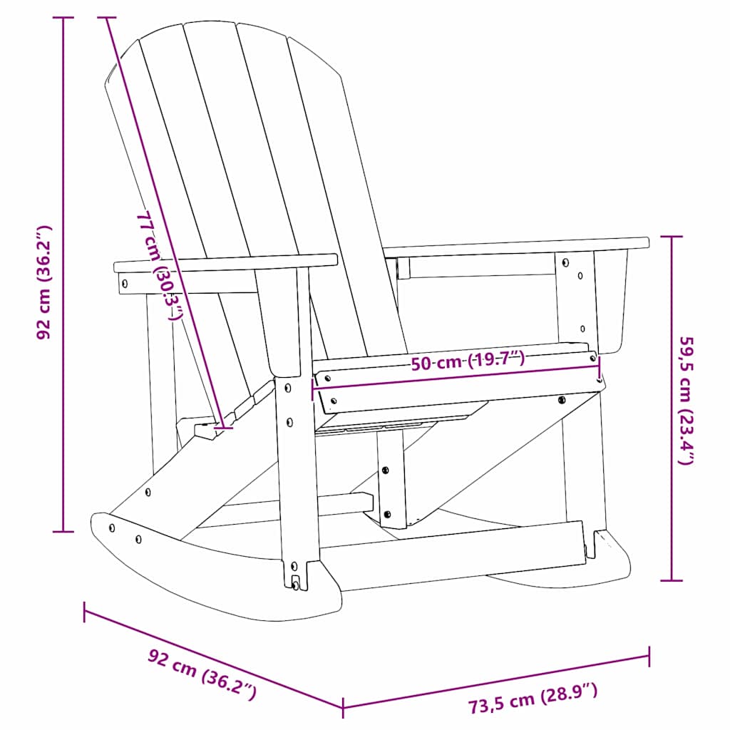 Adirondack ljuljačka Bijelo 92 x 73,5 x 92 cm HDPE