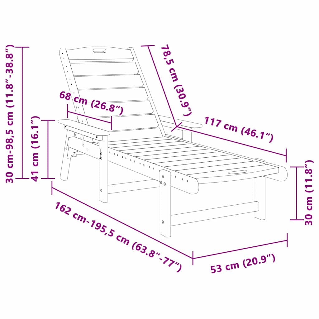 Ležaljka Svijetlo siva 195,5 x 53 x 98,5 cm HDPE