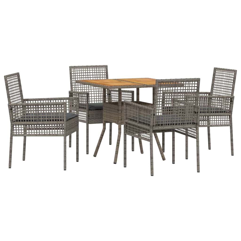 Vrtni set za objed 5 kom. Siva poliratan 80 x 80 x 75 cm