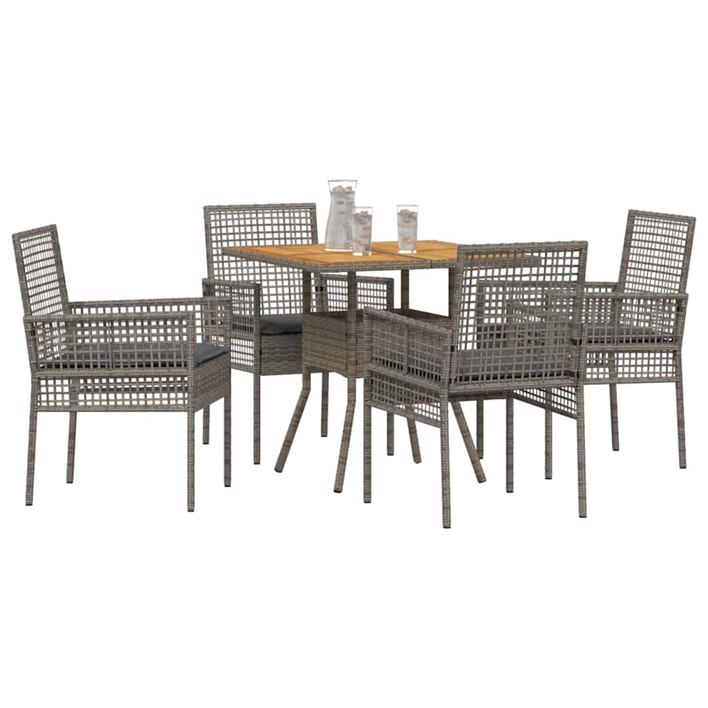 Vrtni set za objed 5 kom. Siva poliratan 80 x 80 x 75 cm