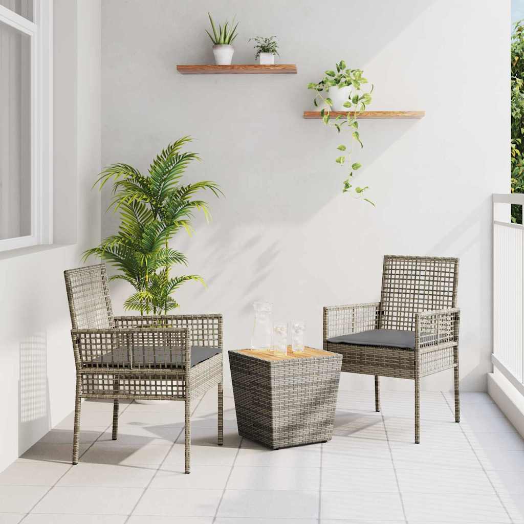 Bistro set za vrt 3 pcs Siva poliratan