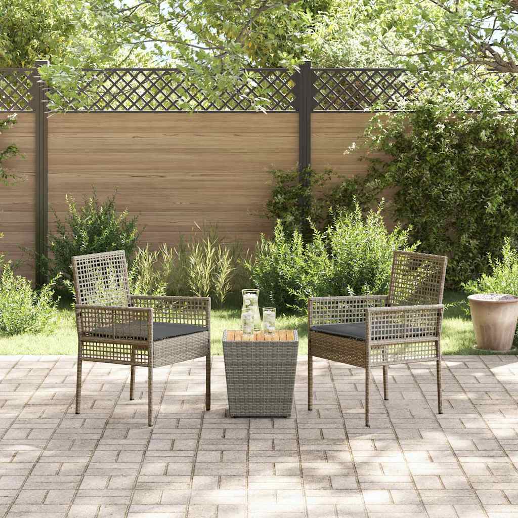 Bistro set za vrt 3 pcs Siva poliratan