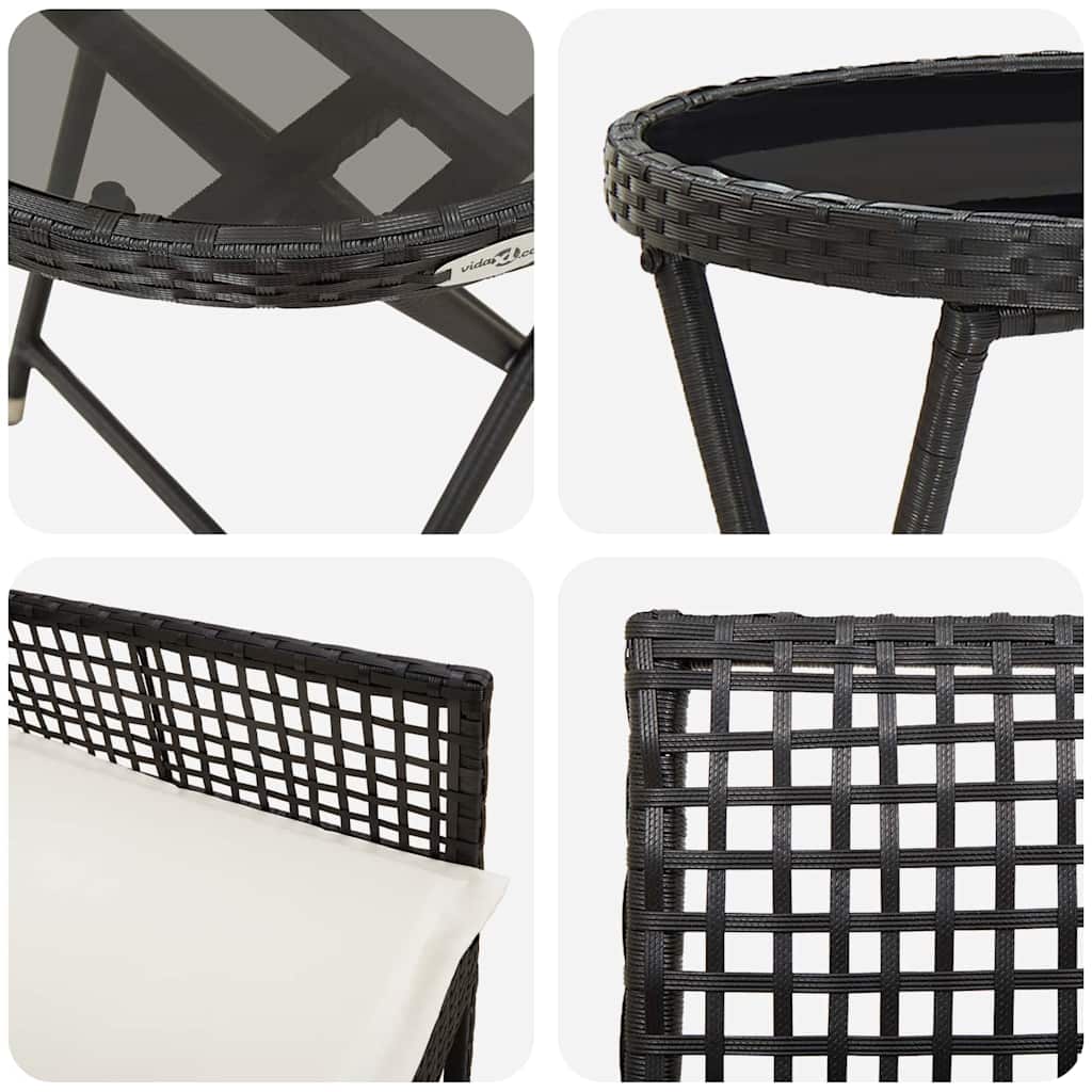 Bistro set za vrt 3 pcs Crna poliratan