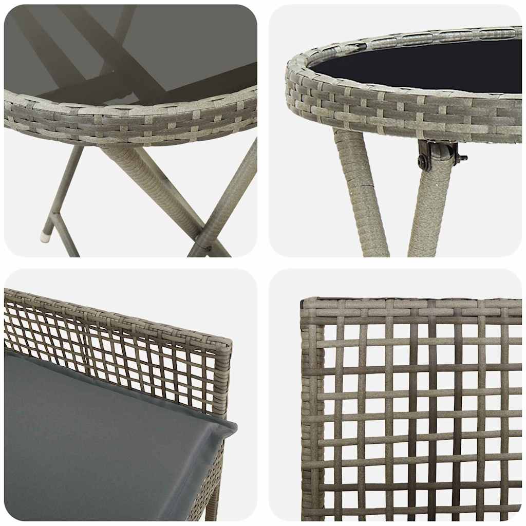 Bistro set za vrt 3 pcs Siva poliratan