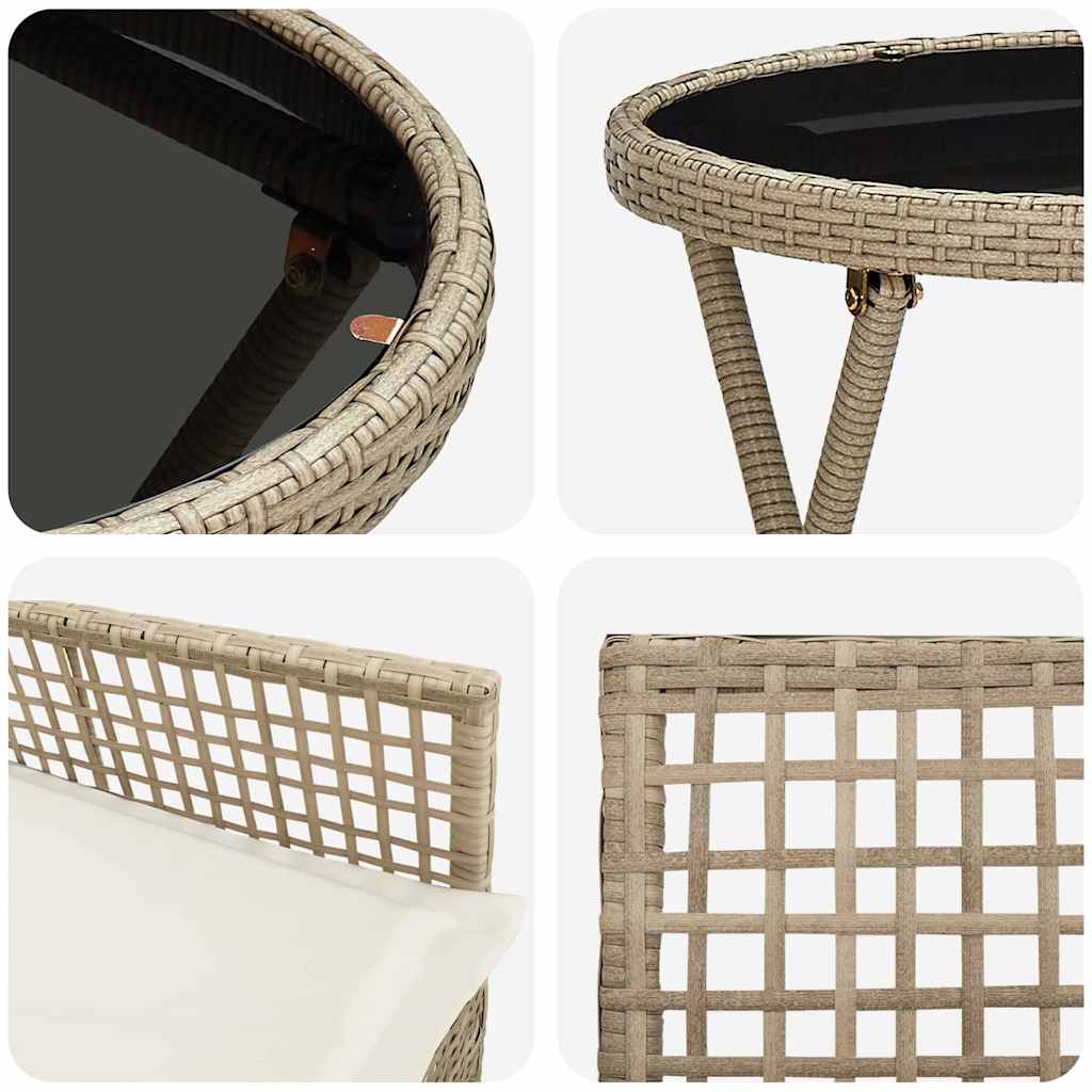 Bistro set za vrt 3 pcs Bež poliratan