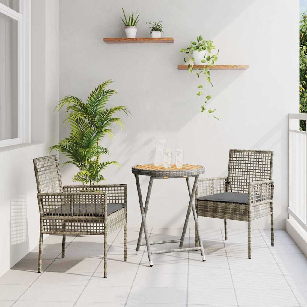 Bistro set za vrt 3 pcs Siva poliratan