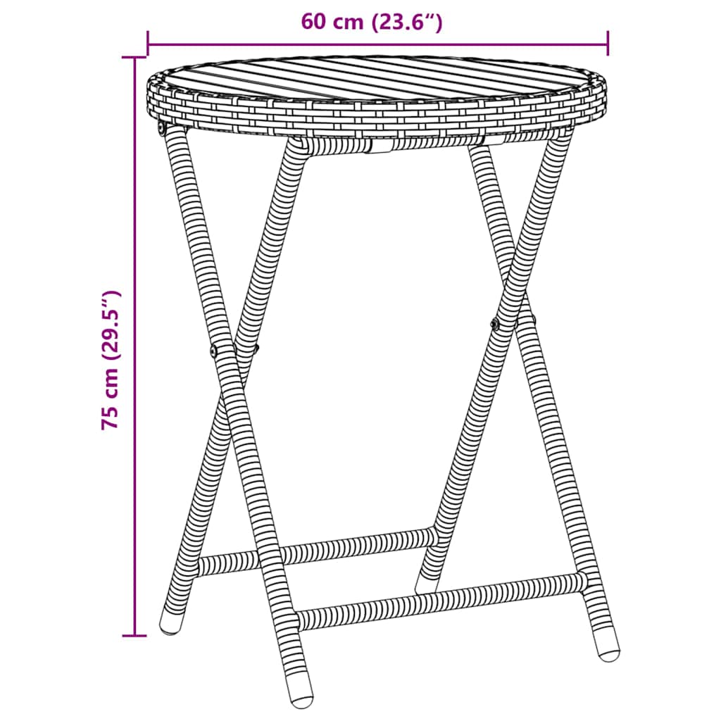 Bistro set za vrt 3 pcs Siva poliratan