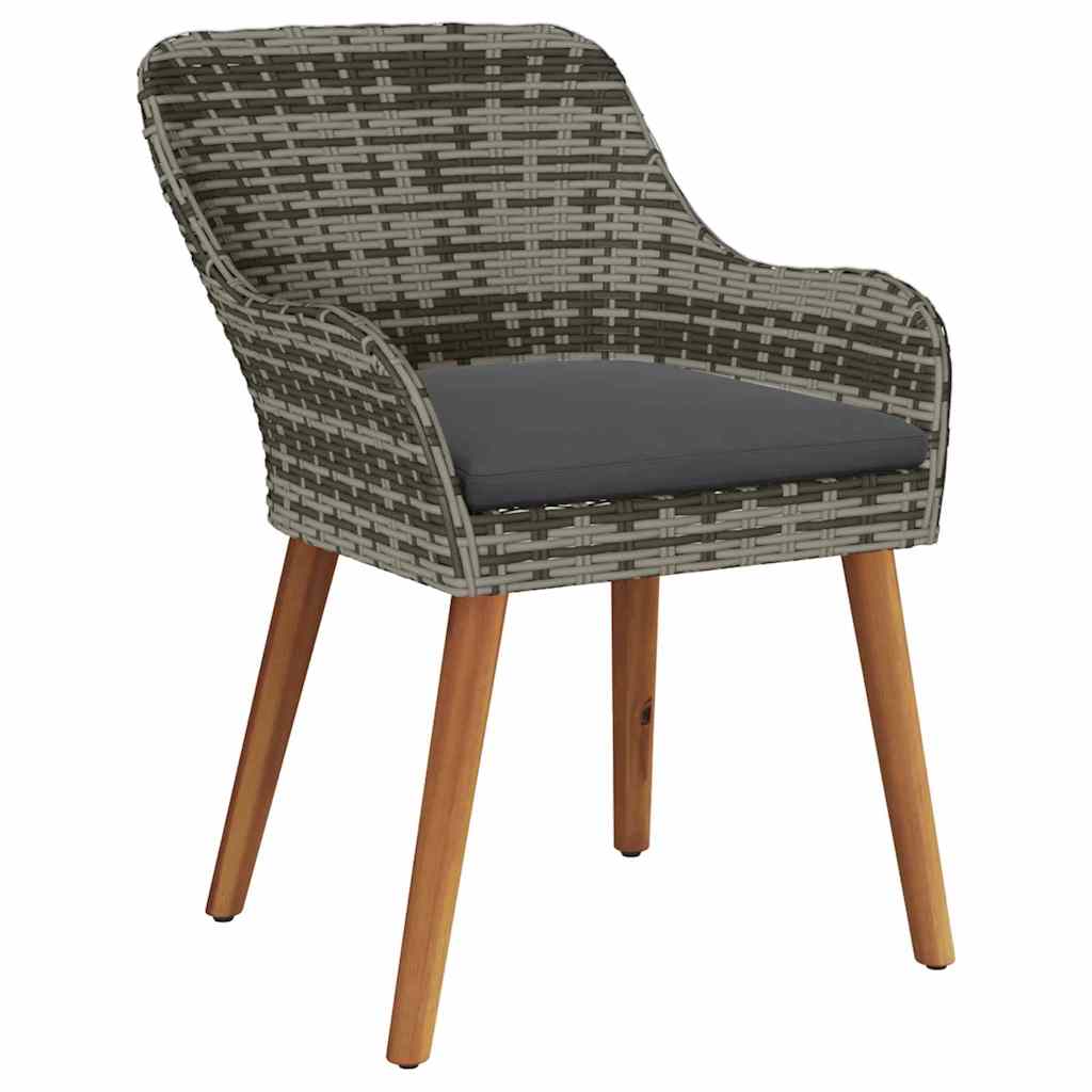 Vrtna stolica s jastukom 2 pcs Siva 62,5 x 55 x 82 cm poliratan