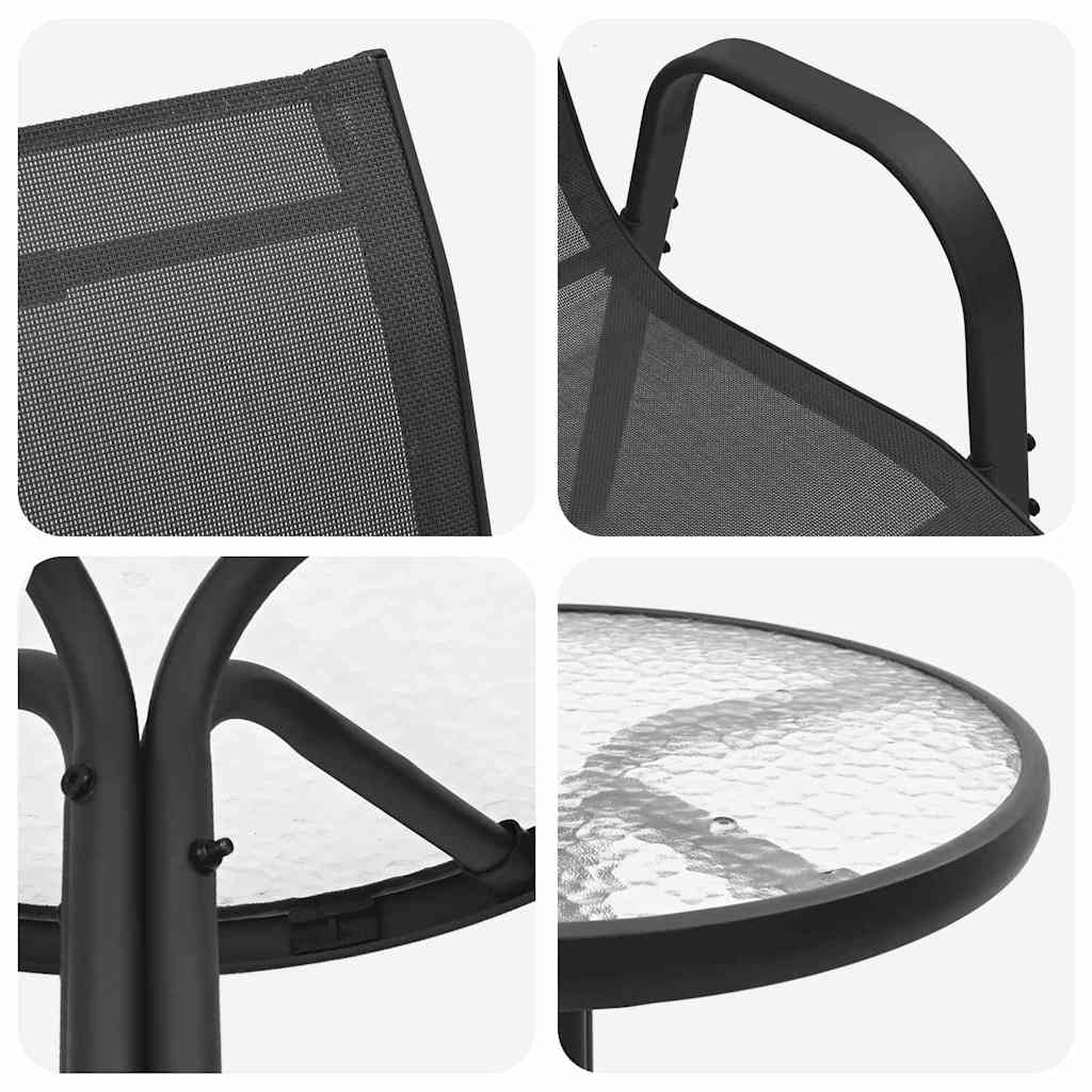Bistro set za vrt 3 pcs Crna Čelik