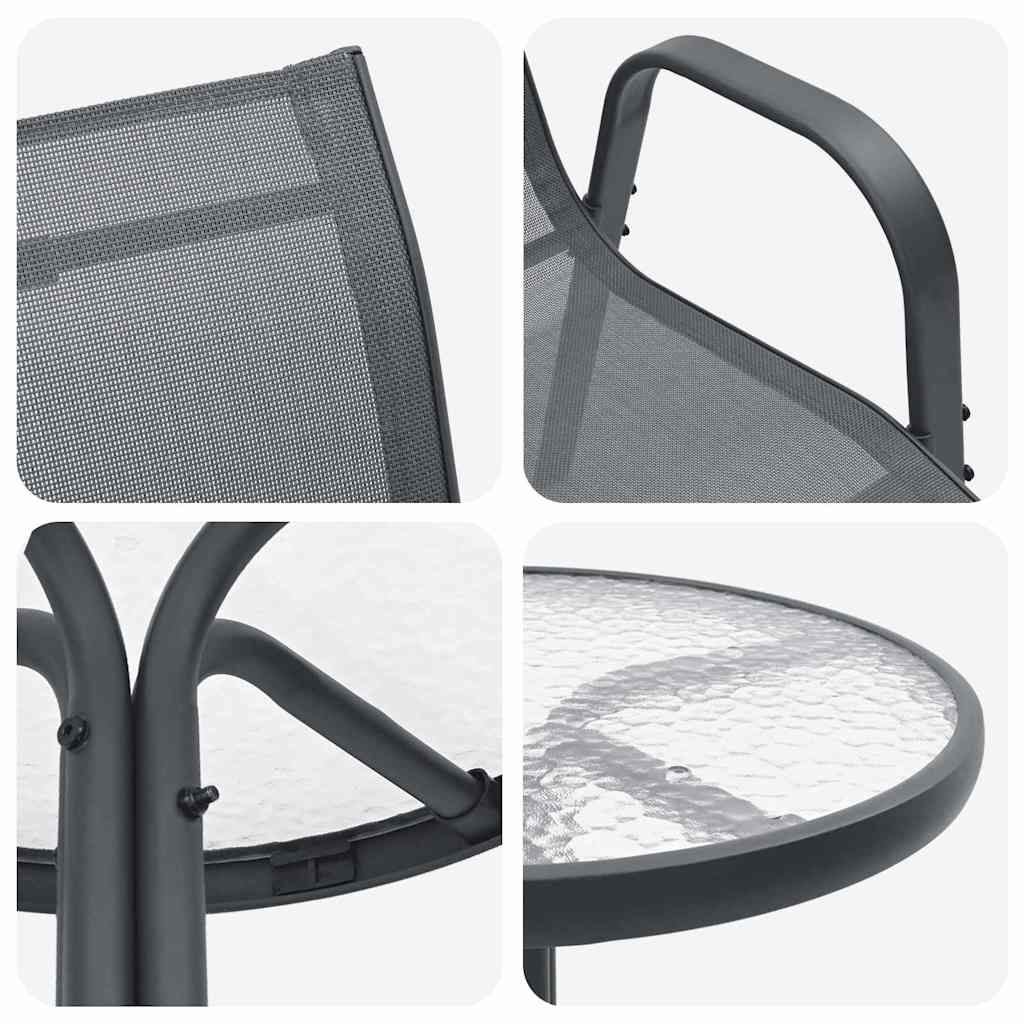 Bistro set za vrt 3 pcs Siva Čelik