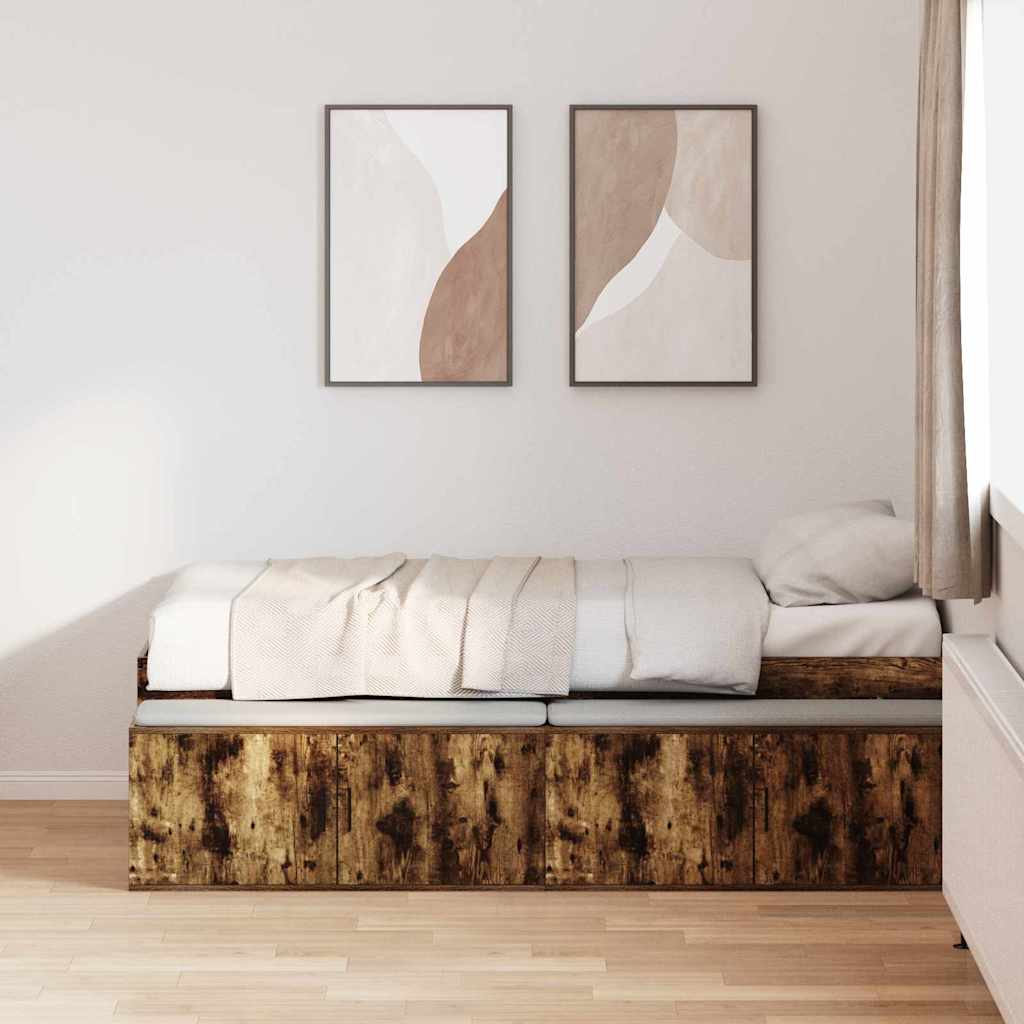 Krevetna konstrukcija s ladicama Dimljeni hrast 100 x 200 cm