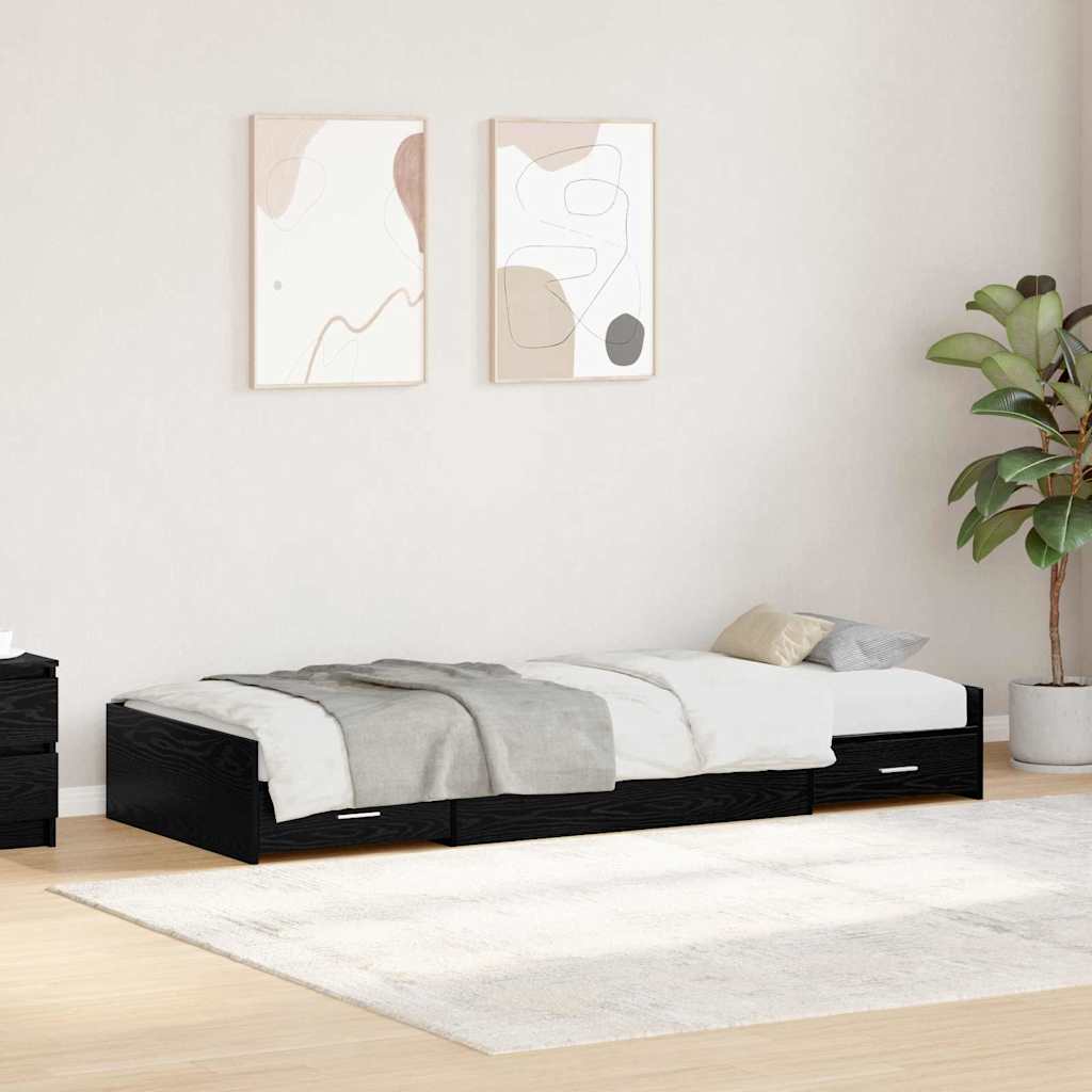 Krevetna konstrukcija Crni hrast 90 x 200 cm Konstruirano drvo