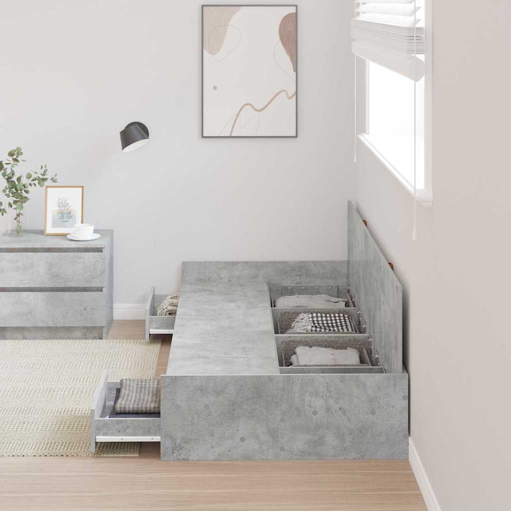 Krevetna konstrukcija s uzglavljem Betonski sivi 90 x 200 cm