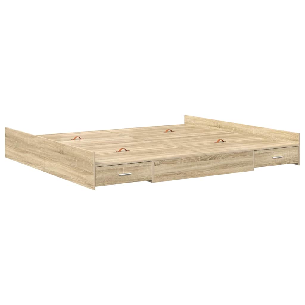 Krevet s ladicama Sonoma hrast 200 x 200 cm Konstruirano drvo