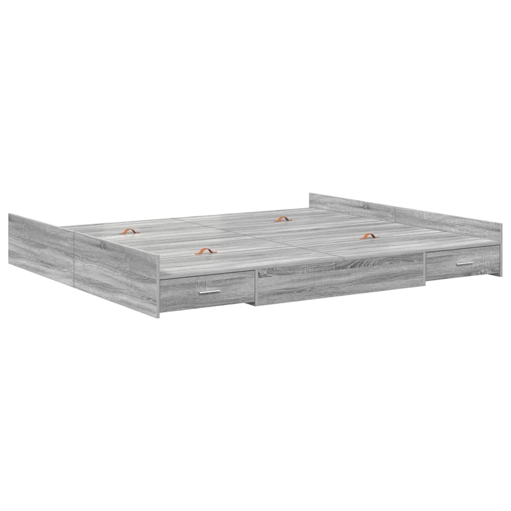 Krevet s ladicama Siva Sonoma 180 x 200 cm Konstruirano drvo
