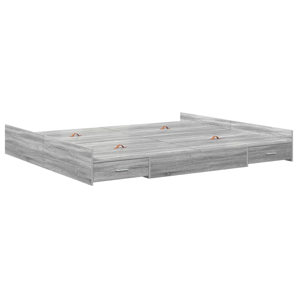 Krevet s ladicama Siva Sonoma 180 x 200 cm Konstruirano drvo