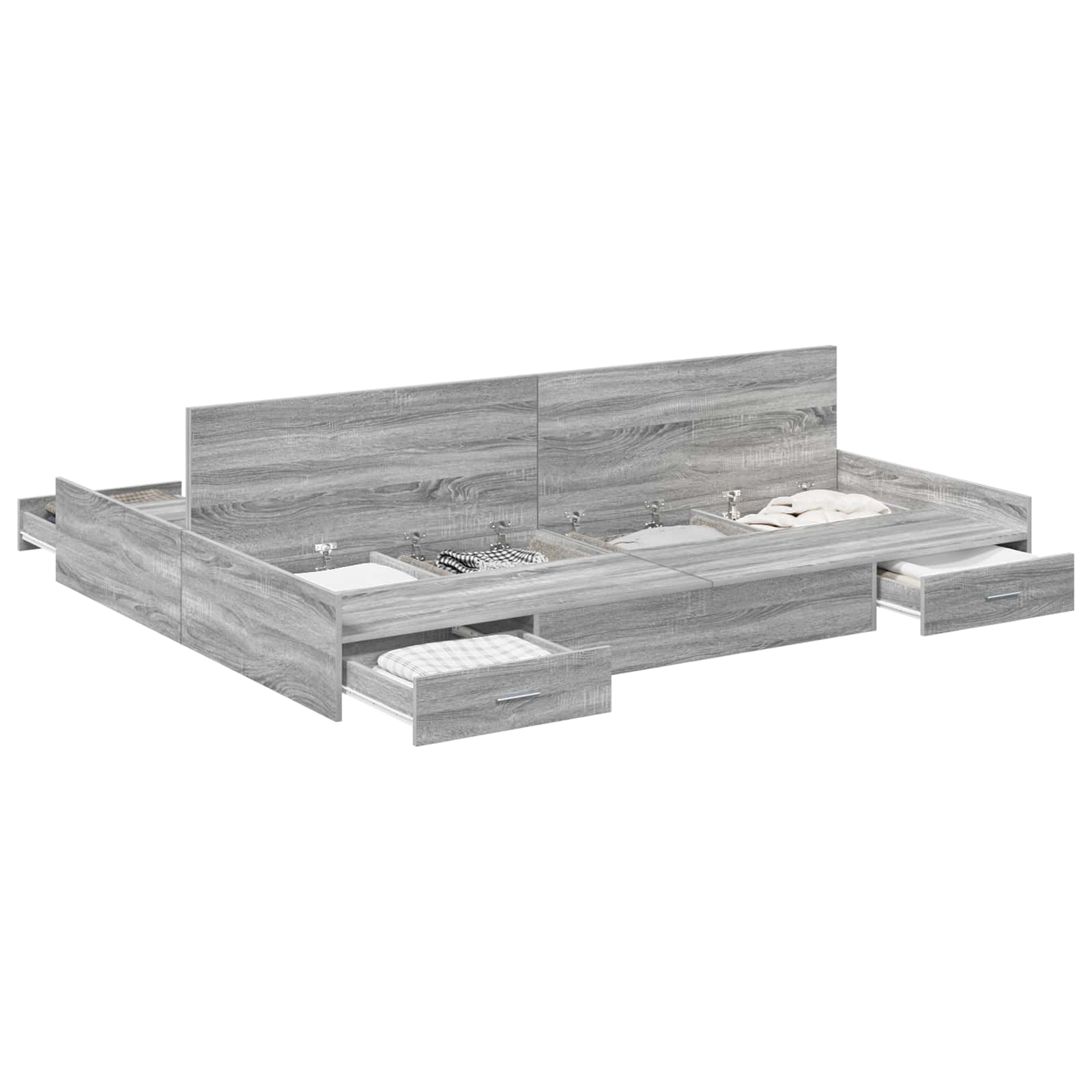 Krevet s ladicama Siva Sonoma 160 x 200 cm Konstruirano drvo