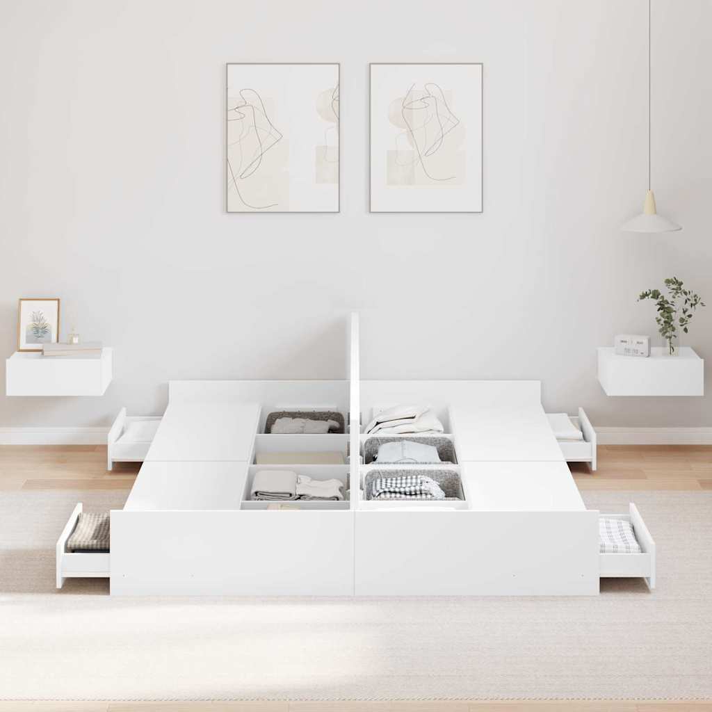Krevet s ladicama Bijelo 150 x 200 cm Konstruirano drvo