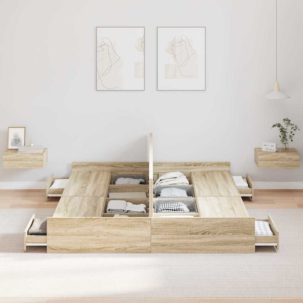 Krevet s ladicama Sonoma hrast 150 x 200 cm Konstruirano drvo