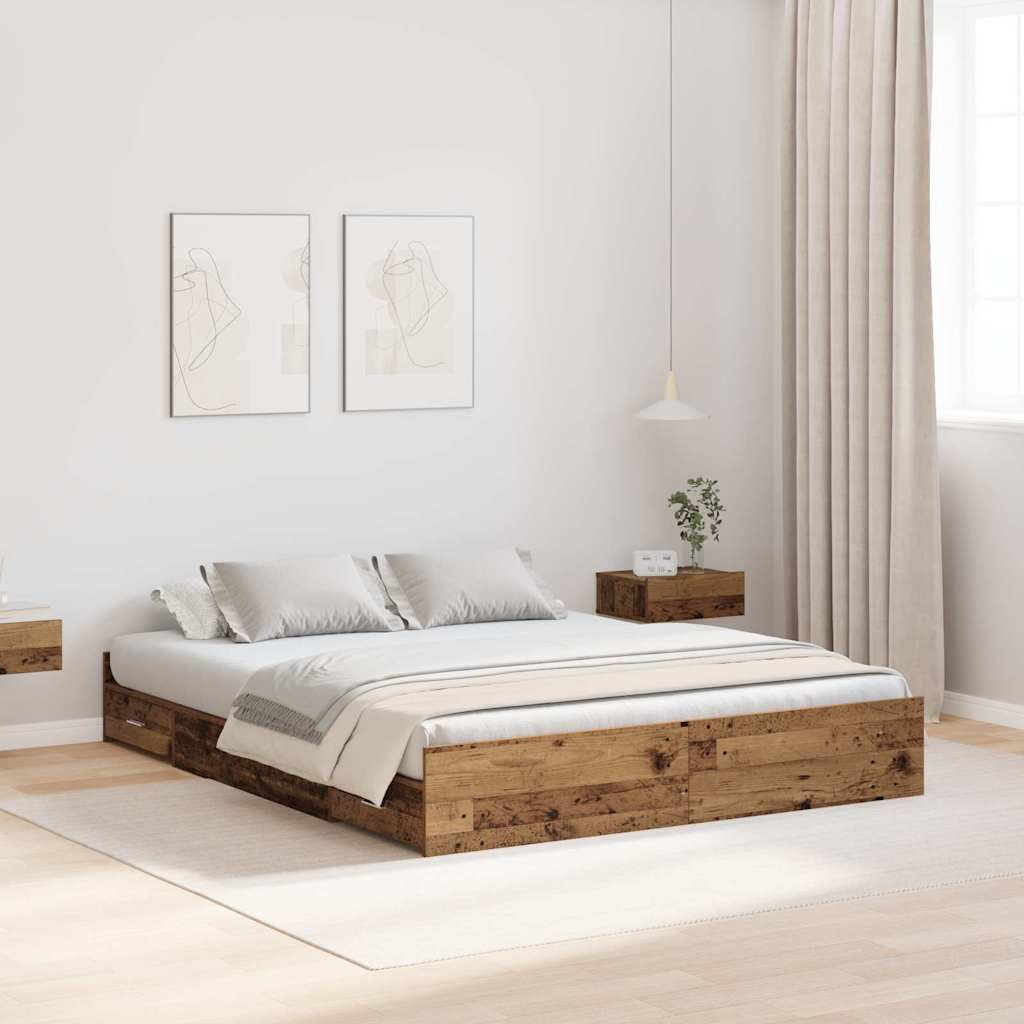 Krevet s ladicama Staro drvo 150 x 200 cm Konstruirano drvo