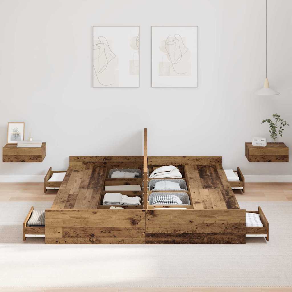 Krevet s ladicama Staro drvo 150 x 200 cm Konstruirano drvo