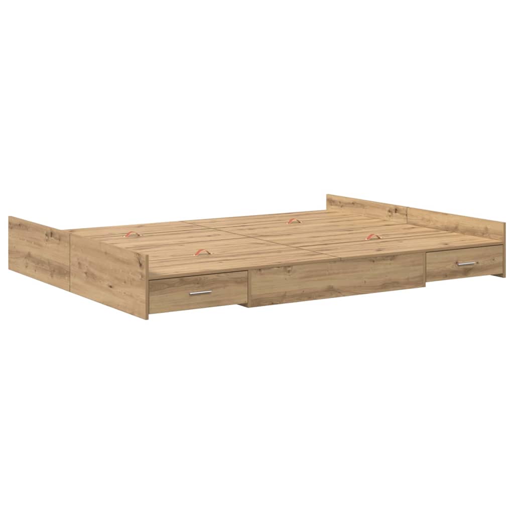 Krevet s ladicama s uzglavljem Umjetnički hrast 150 x 200 cm